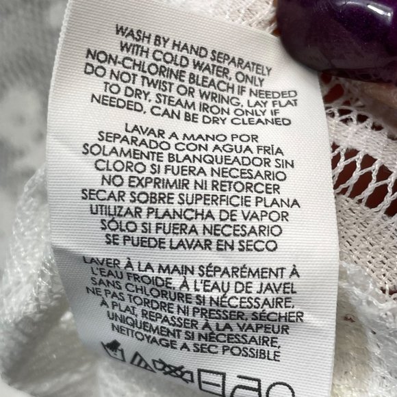 Cabi Top Womens M White Lace Scalloped Silk Trim Henley Style Layering Blouse - Picture 11 of 11